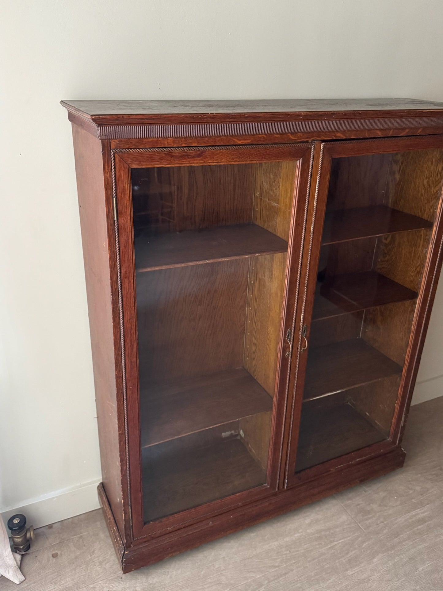 Golden oak display cabinet