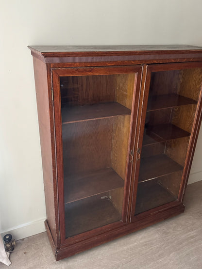 Golden oak display cabinet