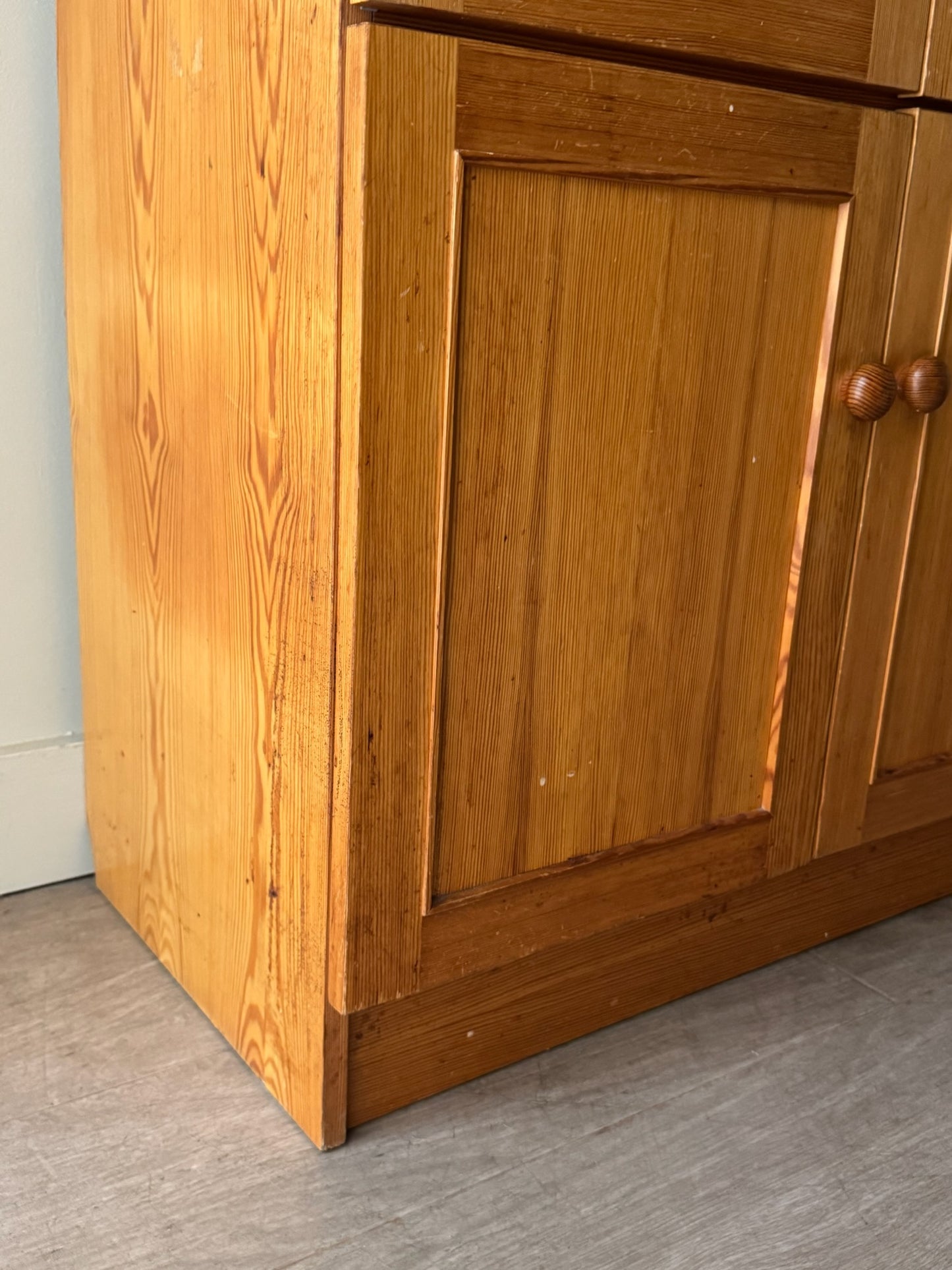 Scandinavian pine two piece hutch