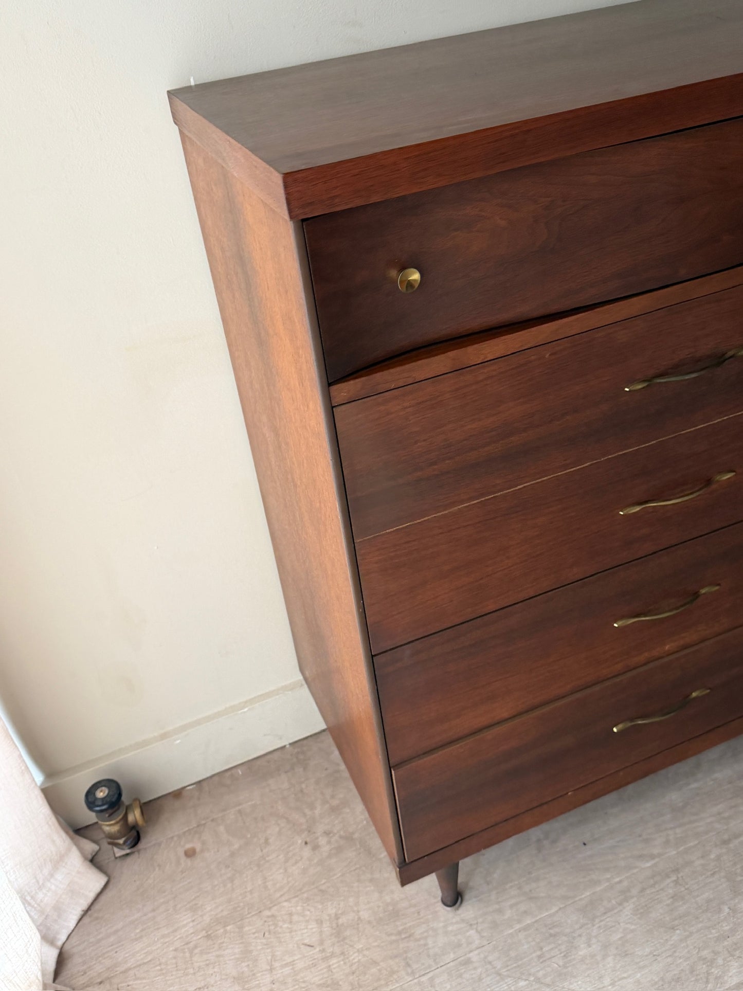 Bassett walnut tallboy dresser