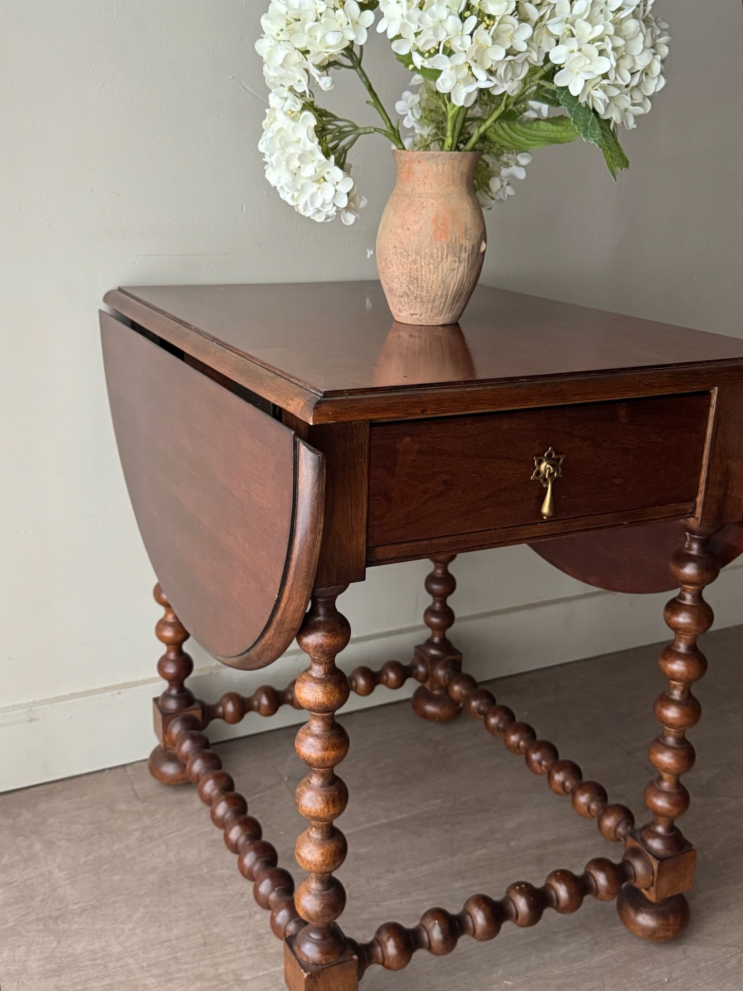 Bernhardt walnut drop leaf side table