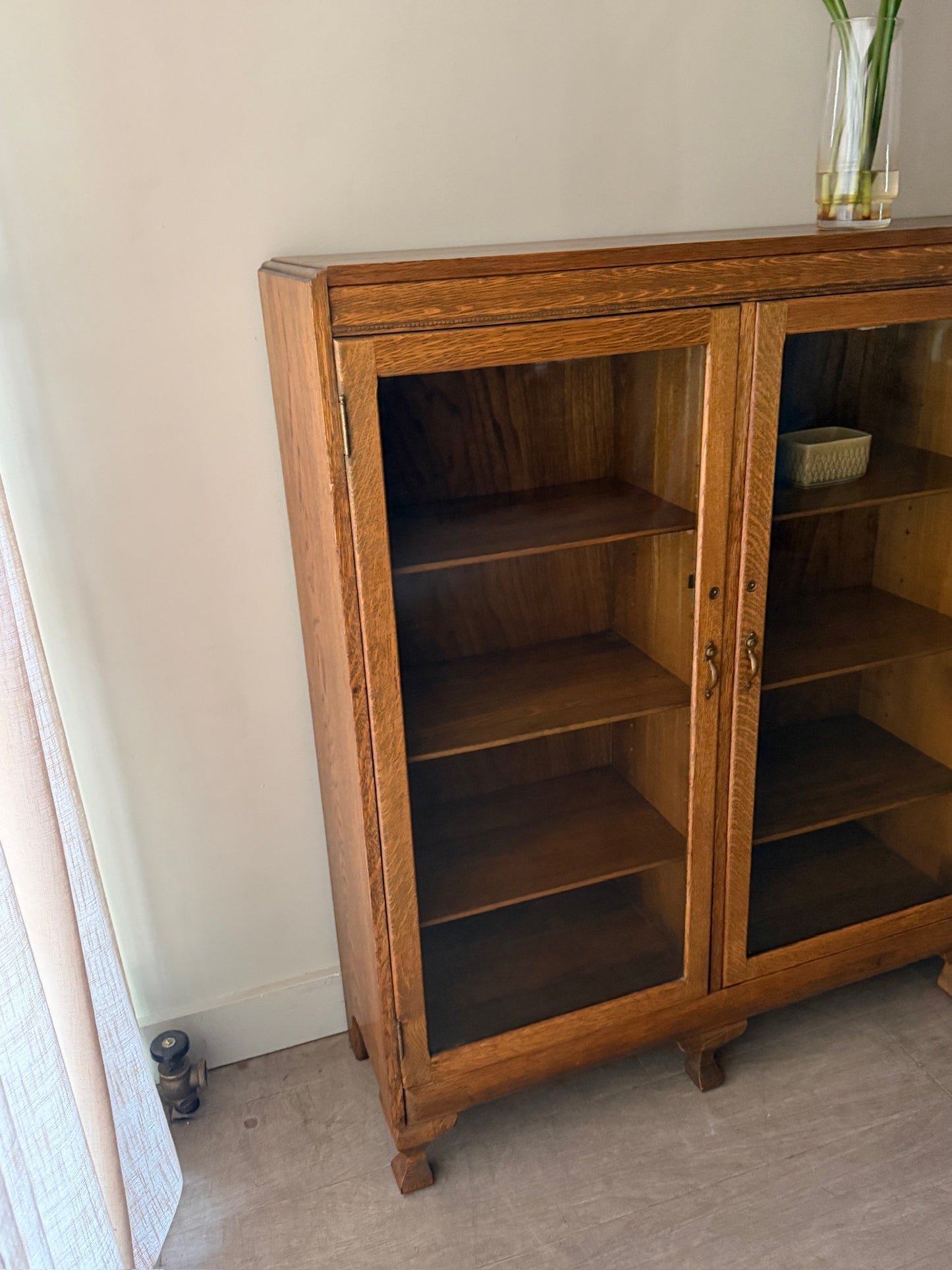 Golden oak 3 door display cabinet