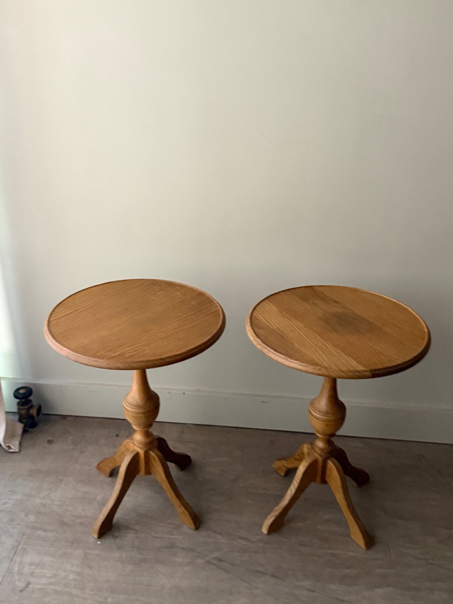 Danish oak side tables. Sold individually.