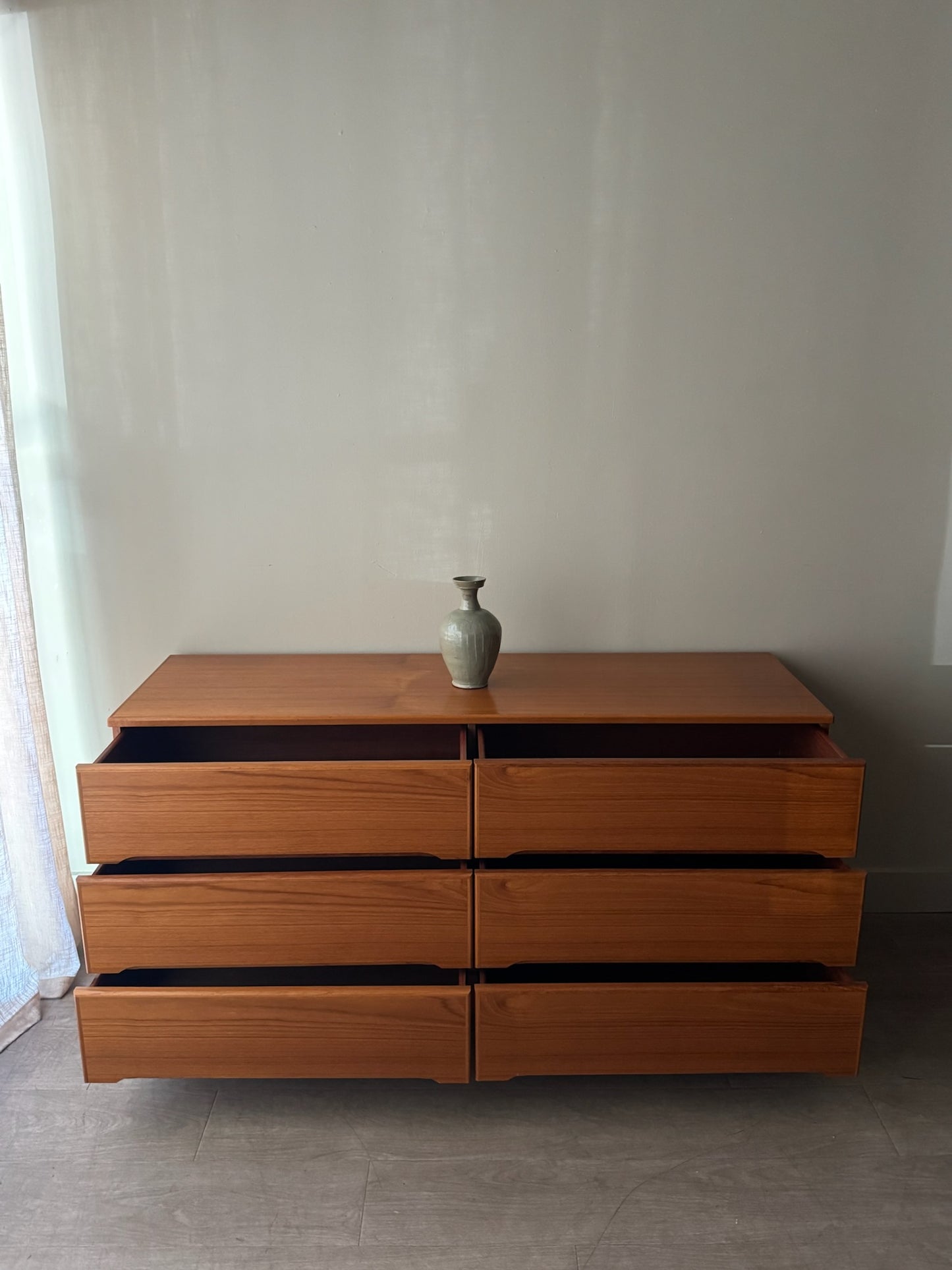 Danish teak 6 drawer dresser