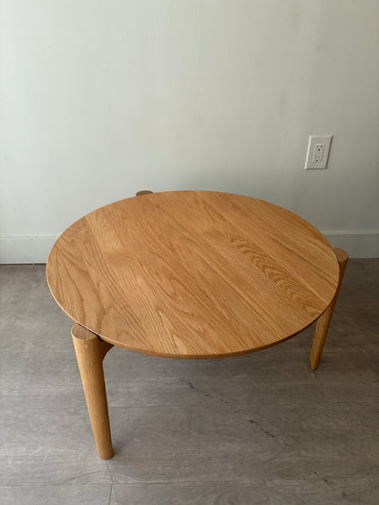 Small round oak coffee table