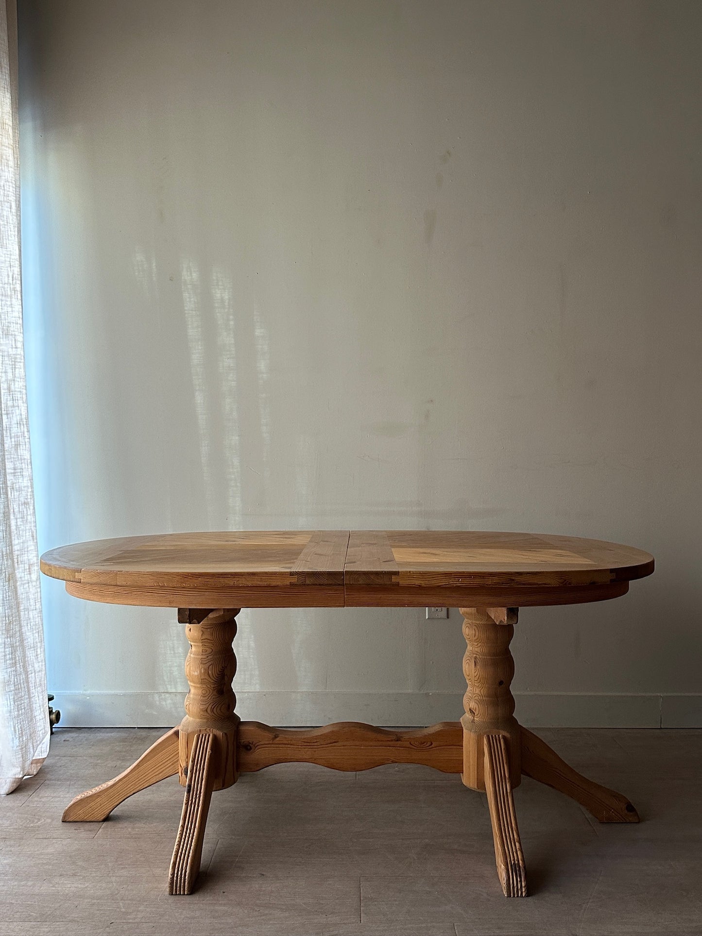 Swedish pine extending trestle dining table