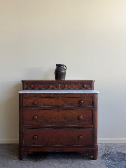 Empire marble top mahogany dresser