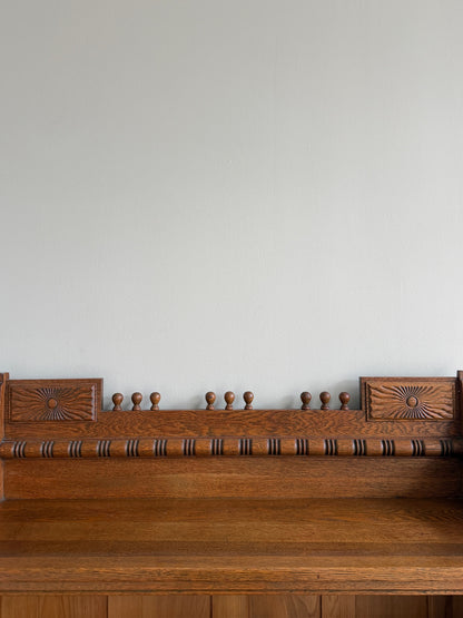 Victorian golden oak display cabinet