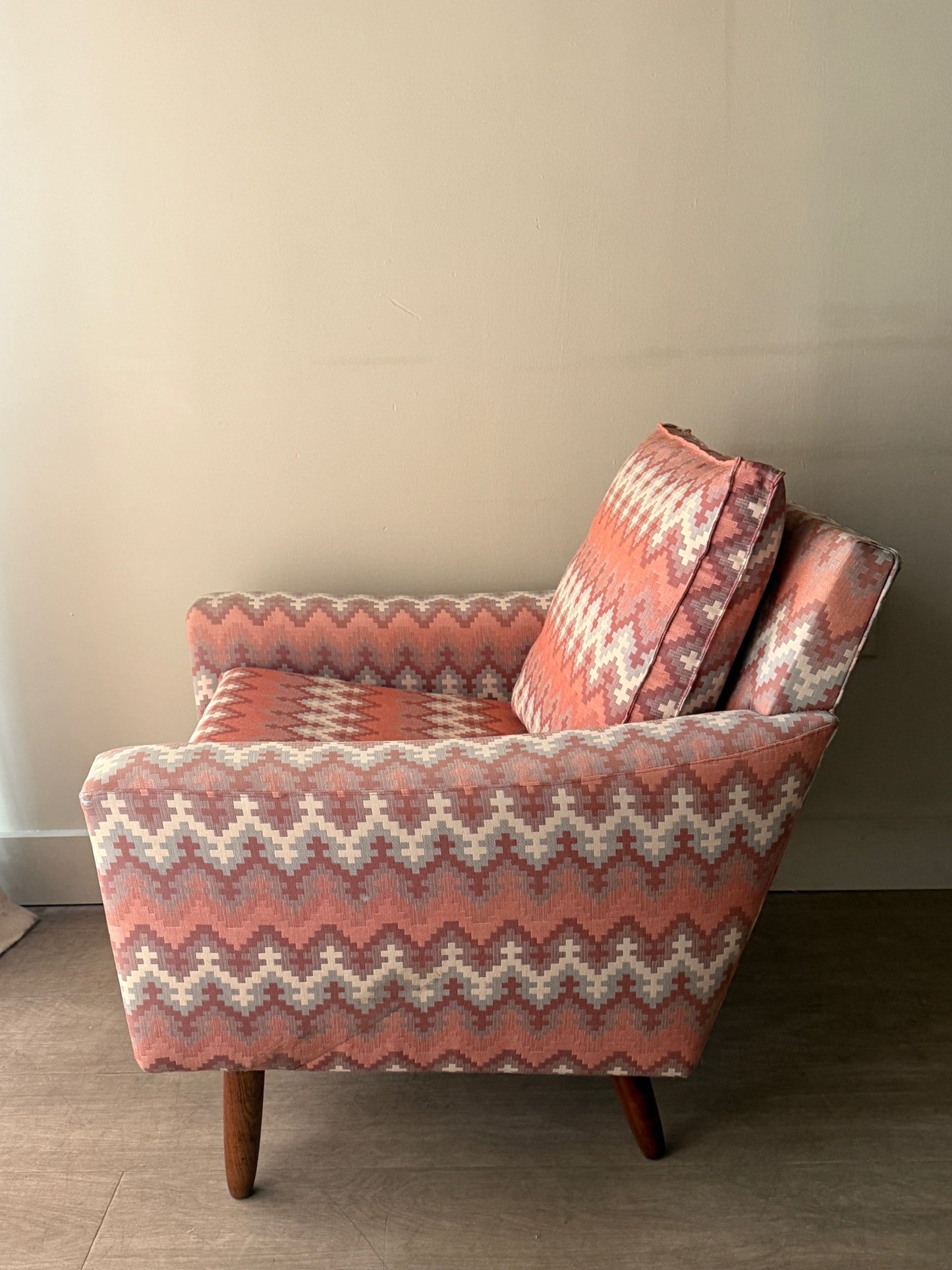 Danish pink patterned lounge chair