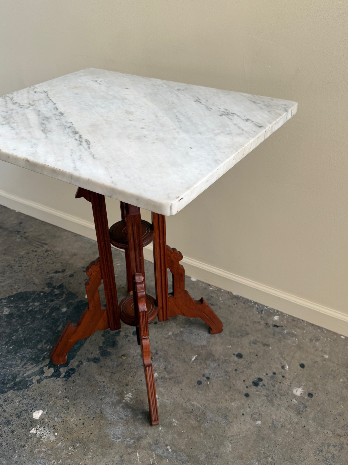 Victorian marble top walnut side table