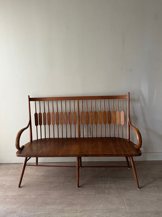 Walnut paddle-back bench