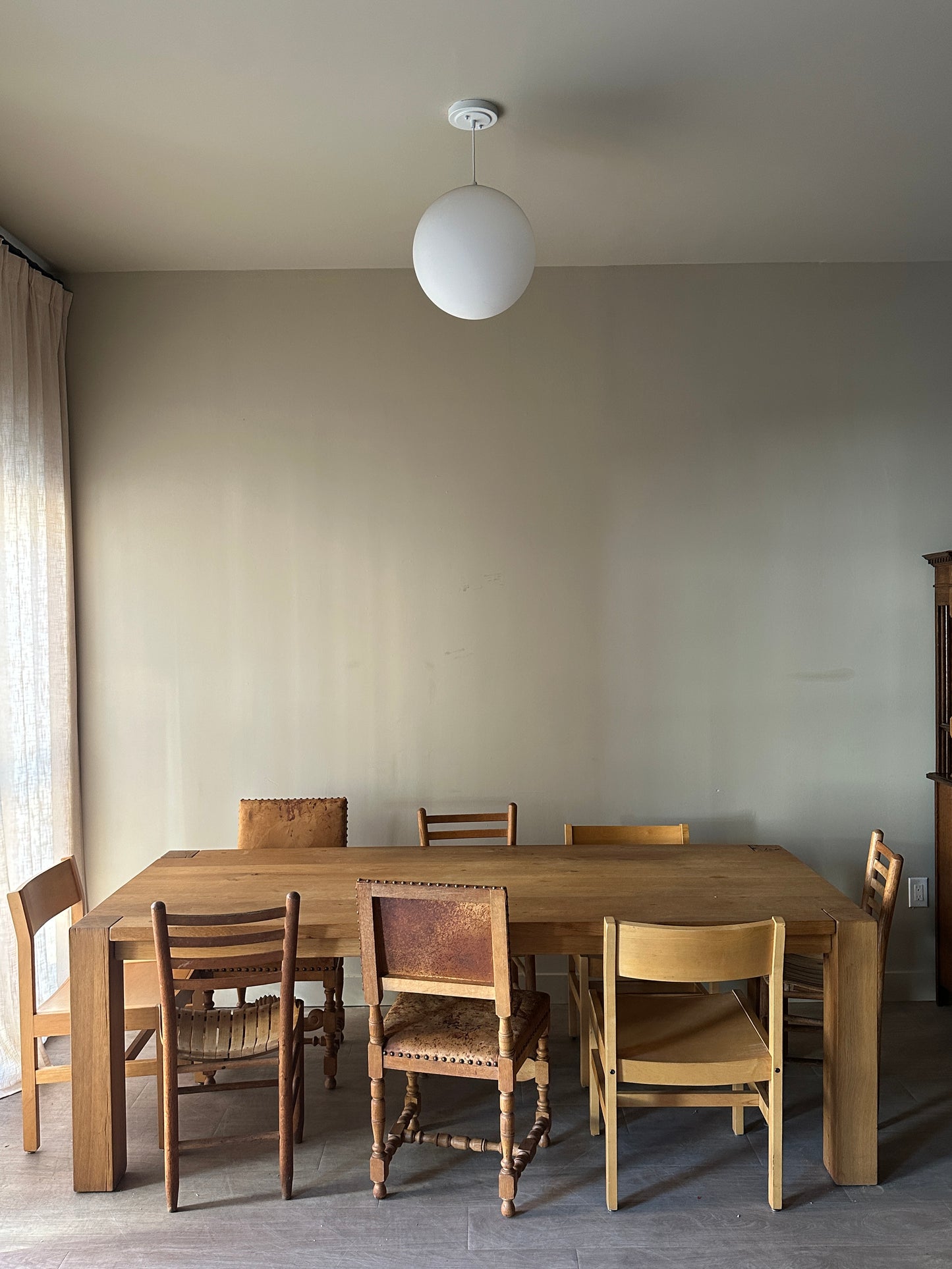 Solid scrubbed pine dining table