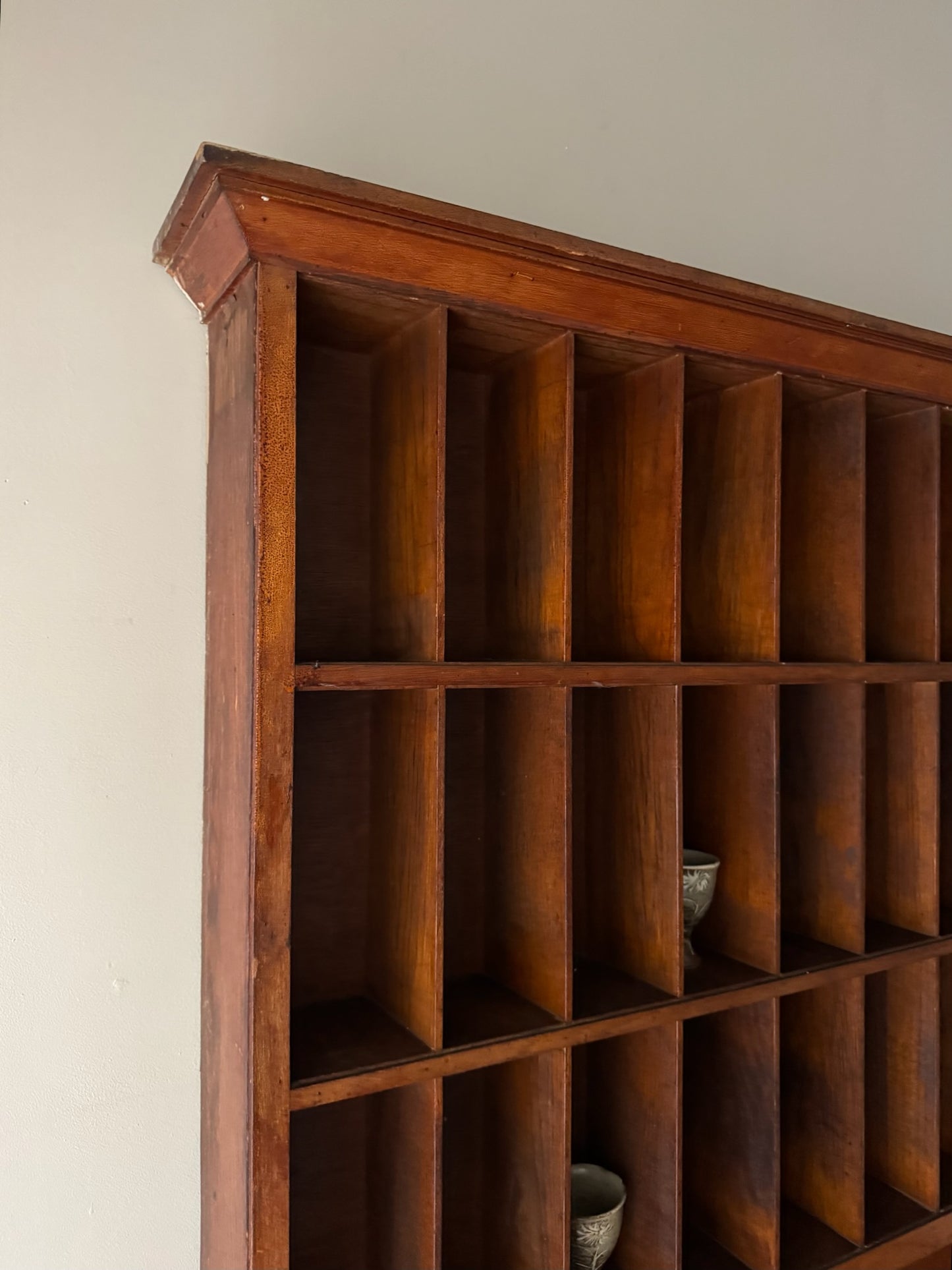 Oak stepback display cupboard