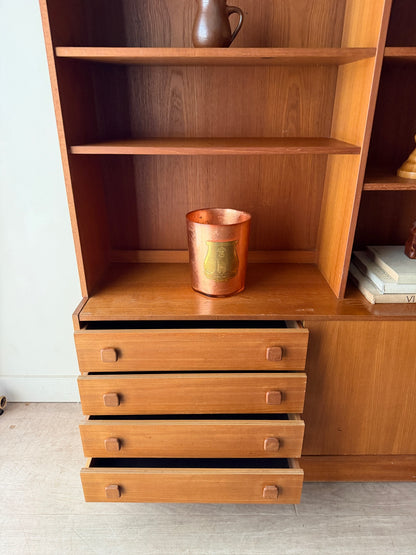 Danish teak two piece bookcase with drawers