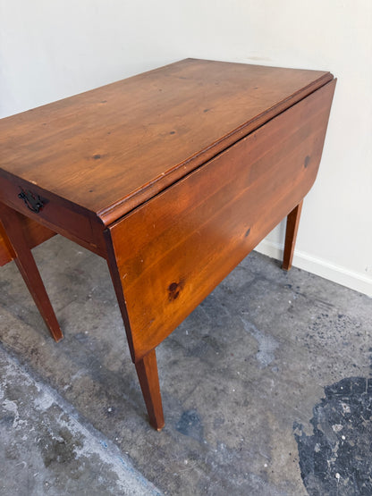 Pine drop leaf table with drawer