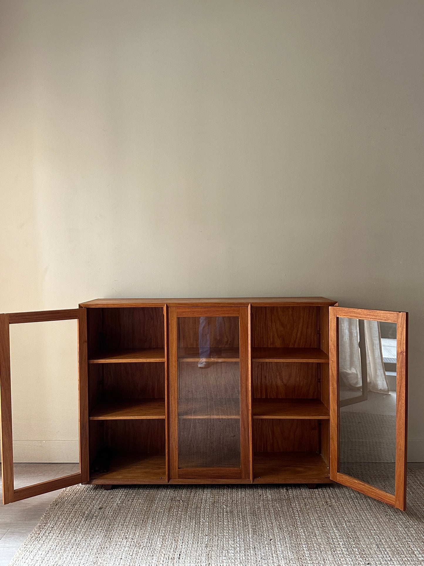 Walnut glass display case