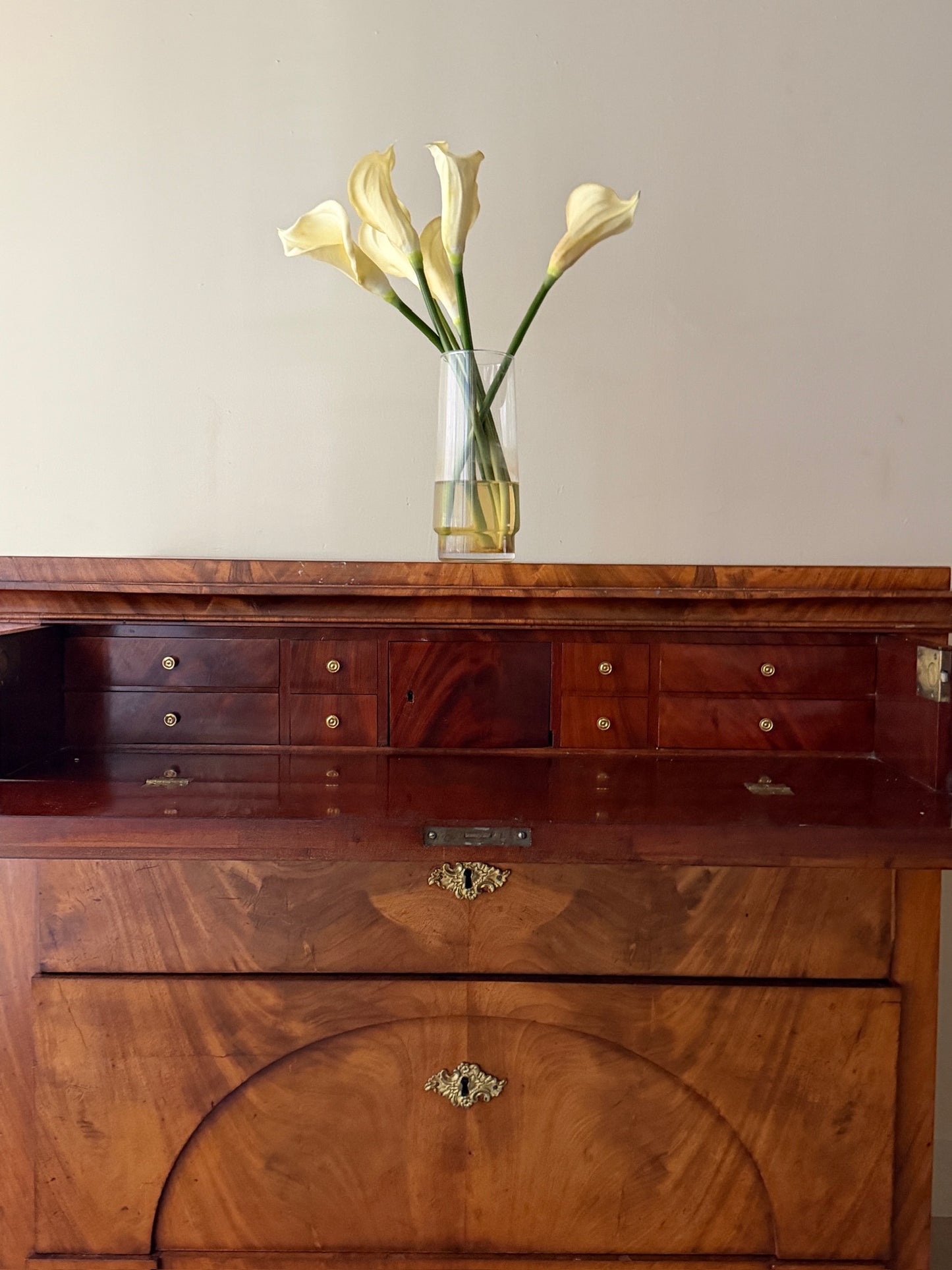 Biedermeier walnut secretary dresser