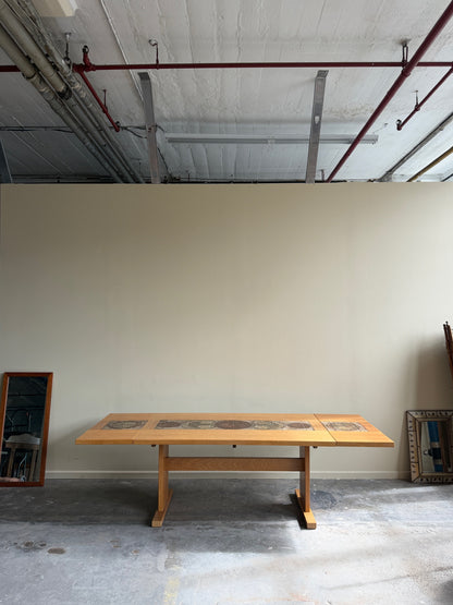 Poul Hermann Poulsen for Gangso Mobler Danish oak & tile dining table with extensions