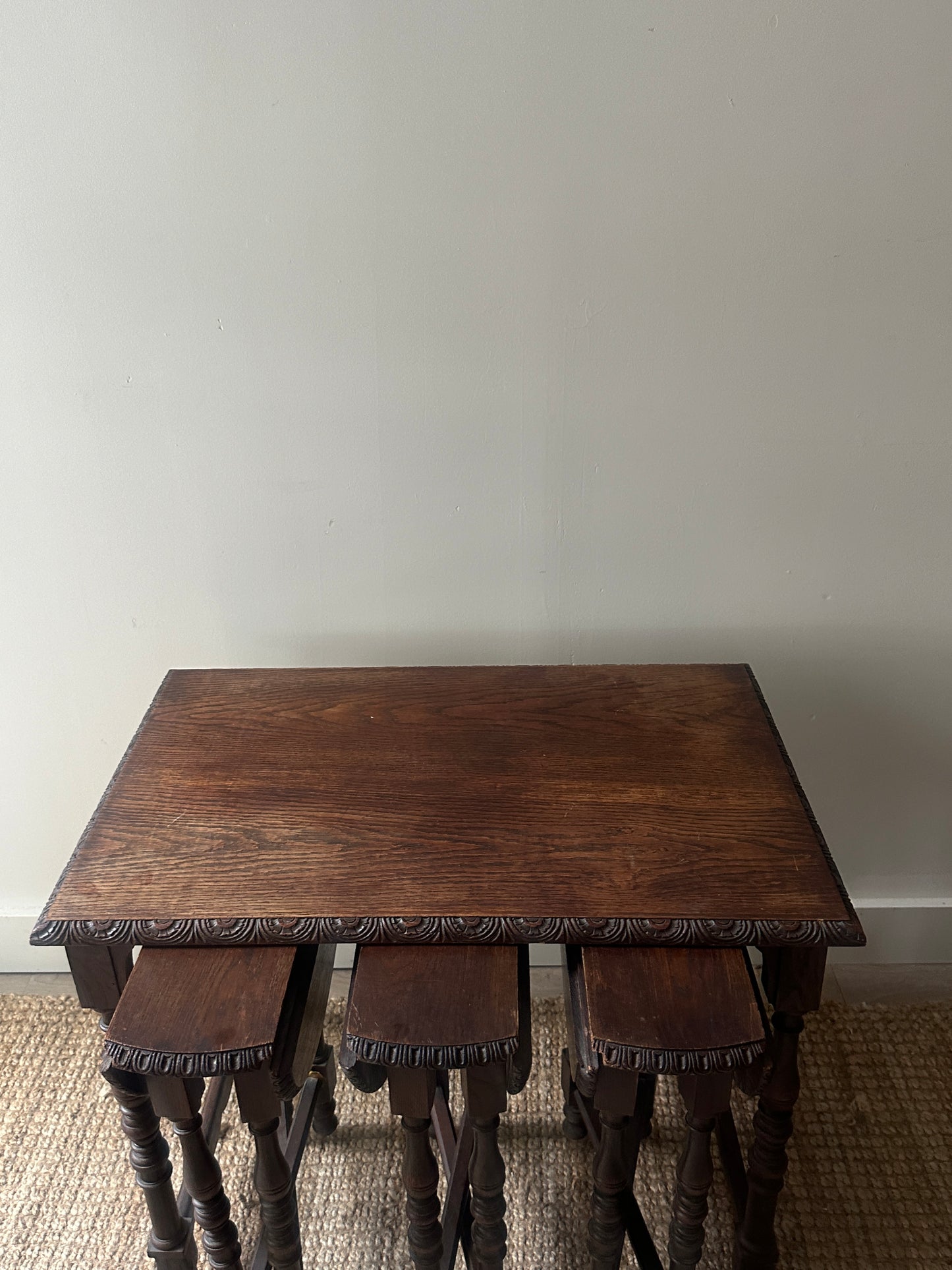 Jacobean carved oak nesting tables