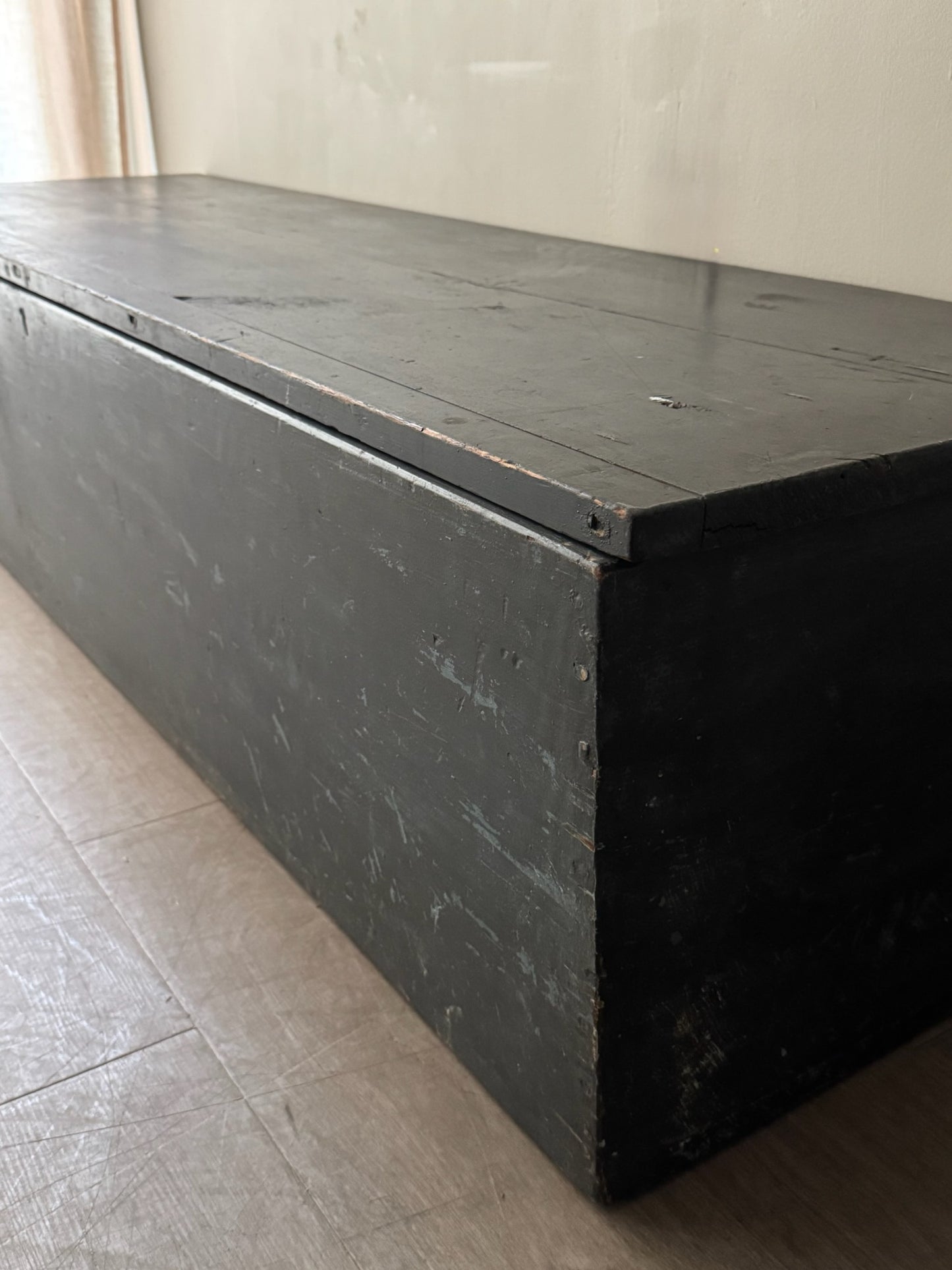 XL blue painted pine chest