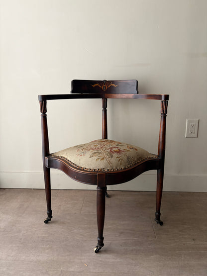 Victorian inlaid mahogany corner chair