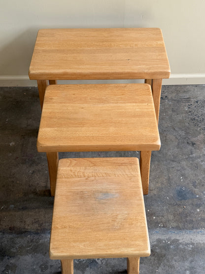 Dutch Brutalist oak nesting tables