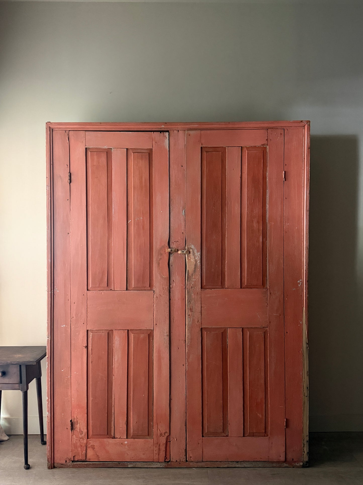 Salmon painted pine cupboard