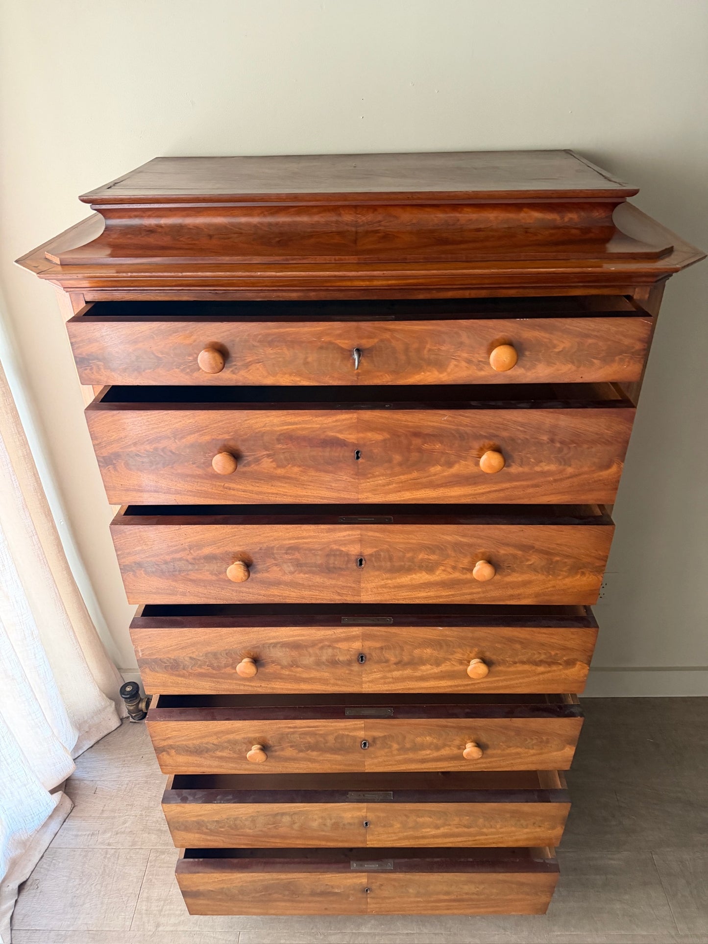 Scandinavian mahogany tallboy dresser