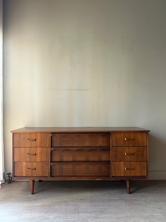 Walnut inlay 9 drawer dresser