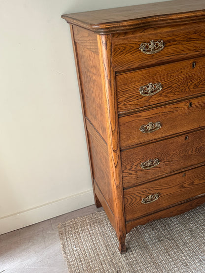5 drawer tall oak dresser
