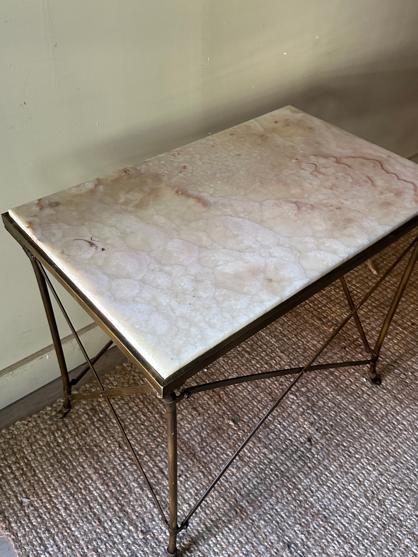 Onyx and wrought iron side table