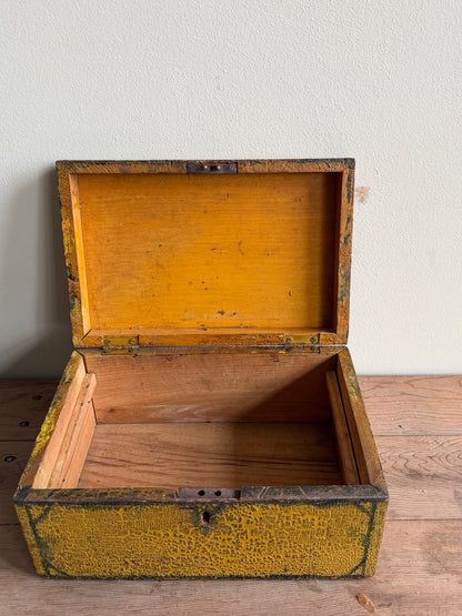 Yellow painted pine box