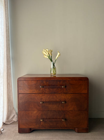 Deco walnut 3 drawer dresser