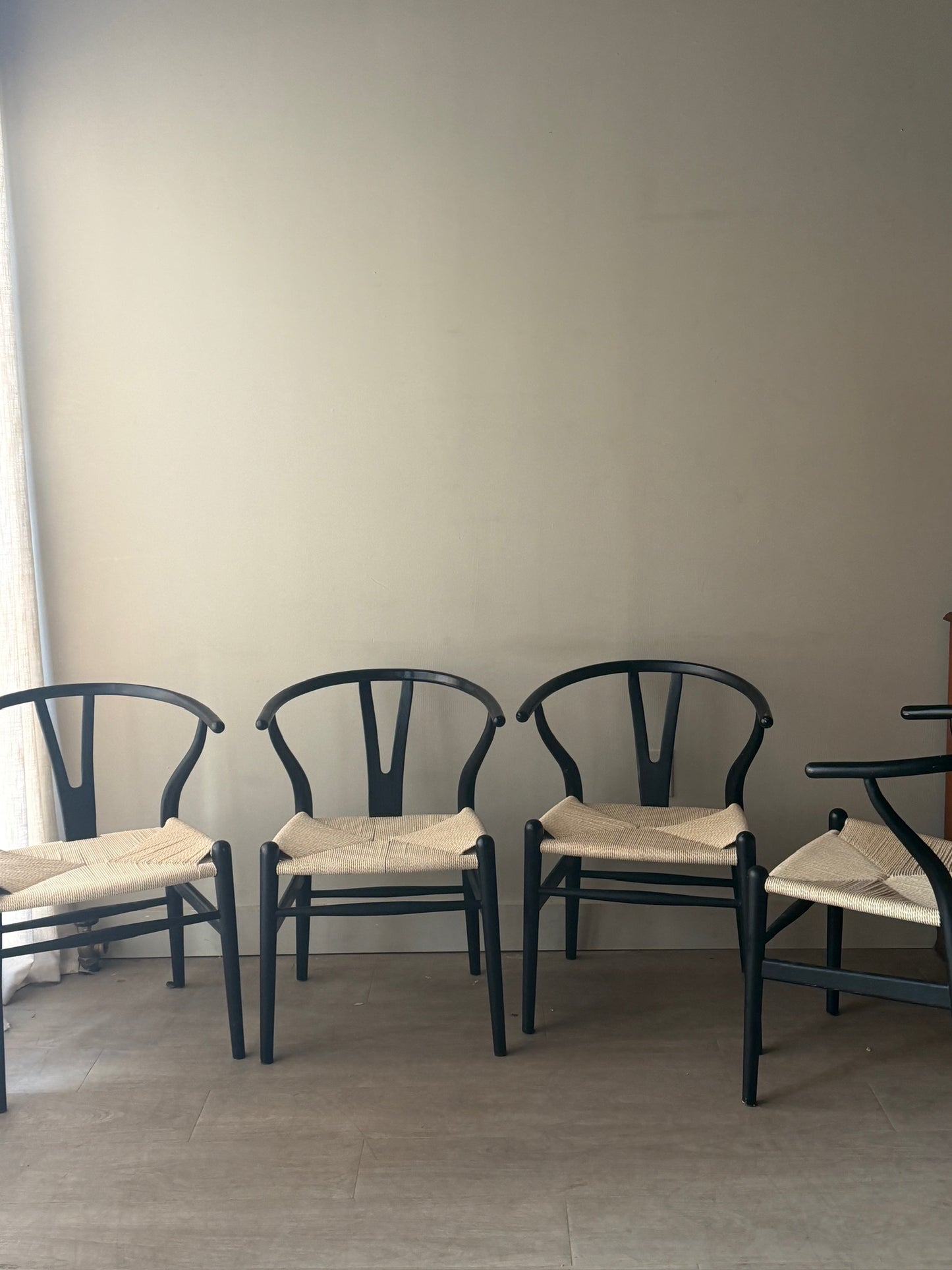 Wishbone chairs. Sold in sets of 2.