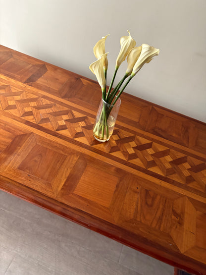 Deco inlaid walnut library table