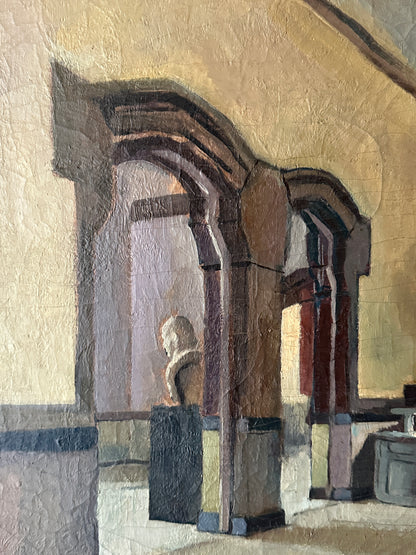 Museum interior oil painting, unsigned
