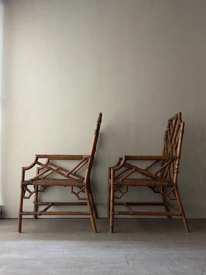 Bamboo arm chairs. Sold individually.