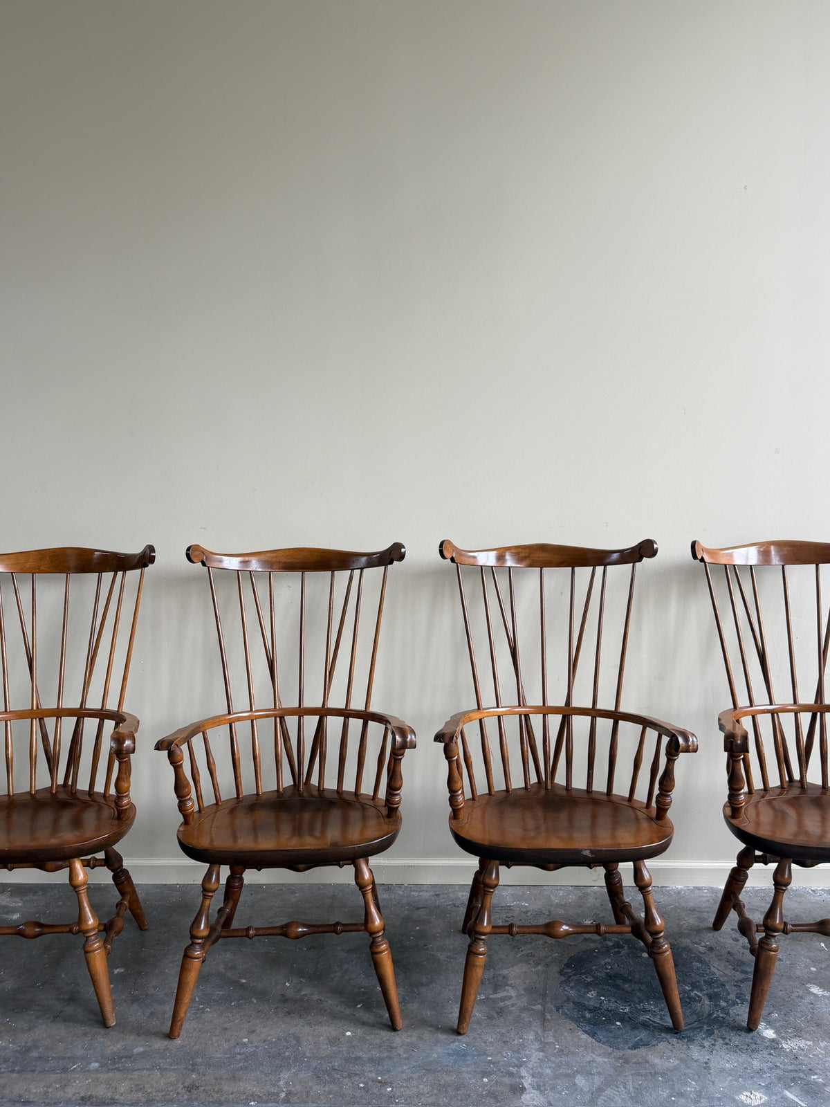 Nichols and Stone maple windsor armchairs. Sold individually.