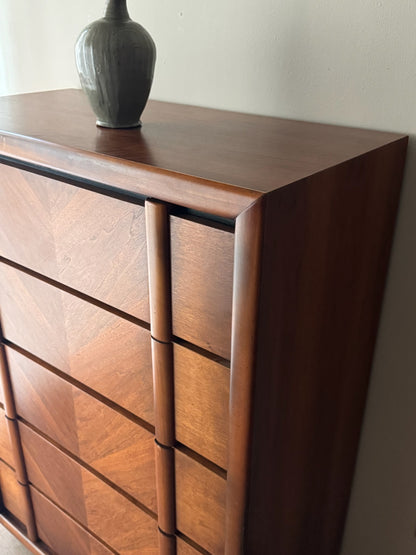 Lane walnut tallboy dresser