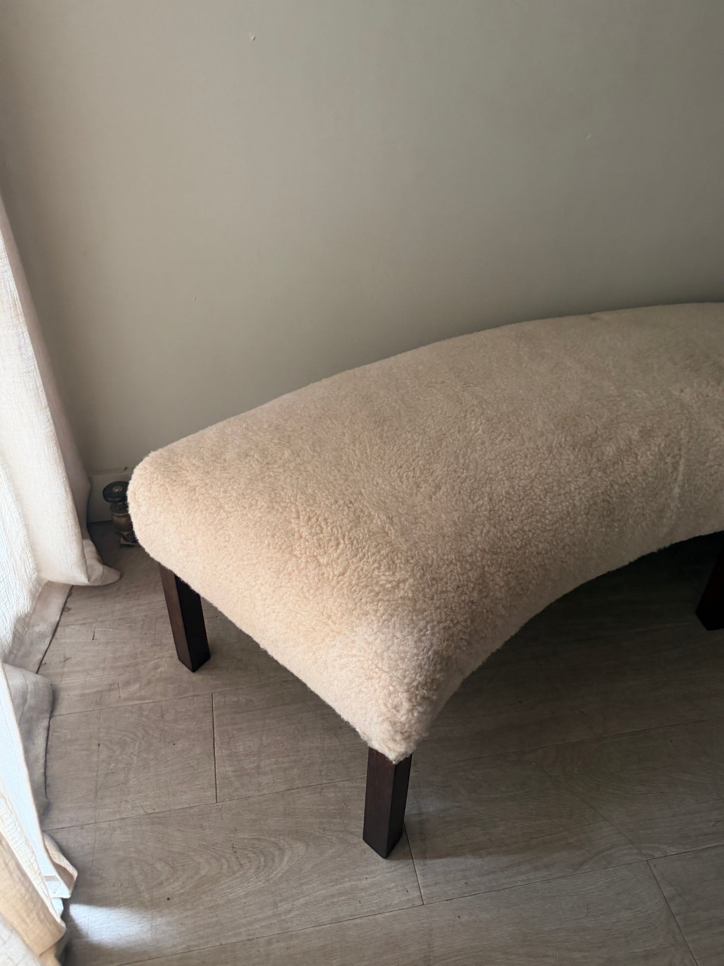 Danish lambswool & beech curved bench