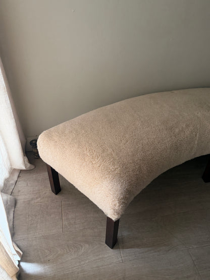 Danish lambswool & beech curved bench