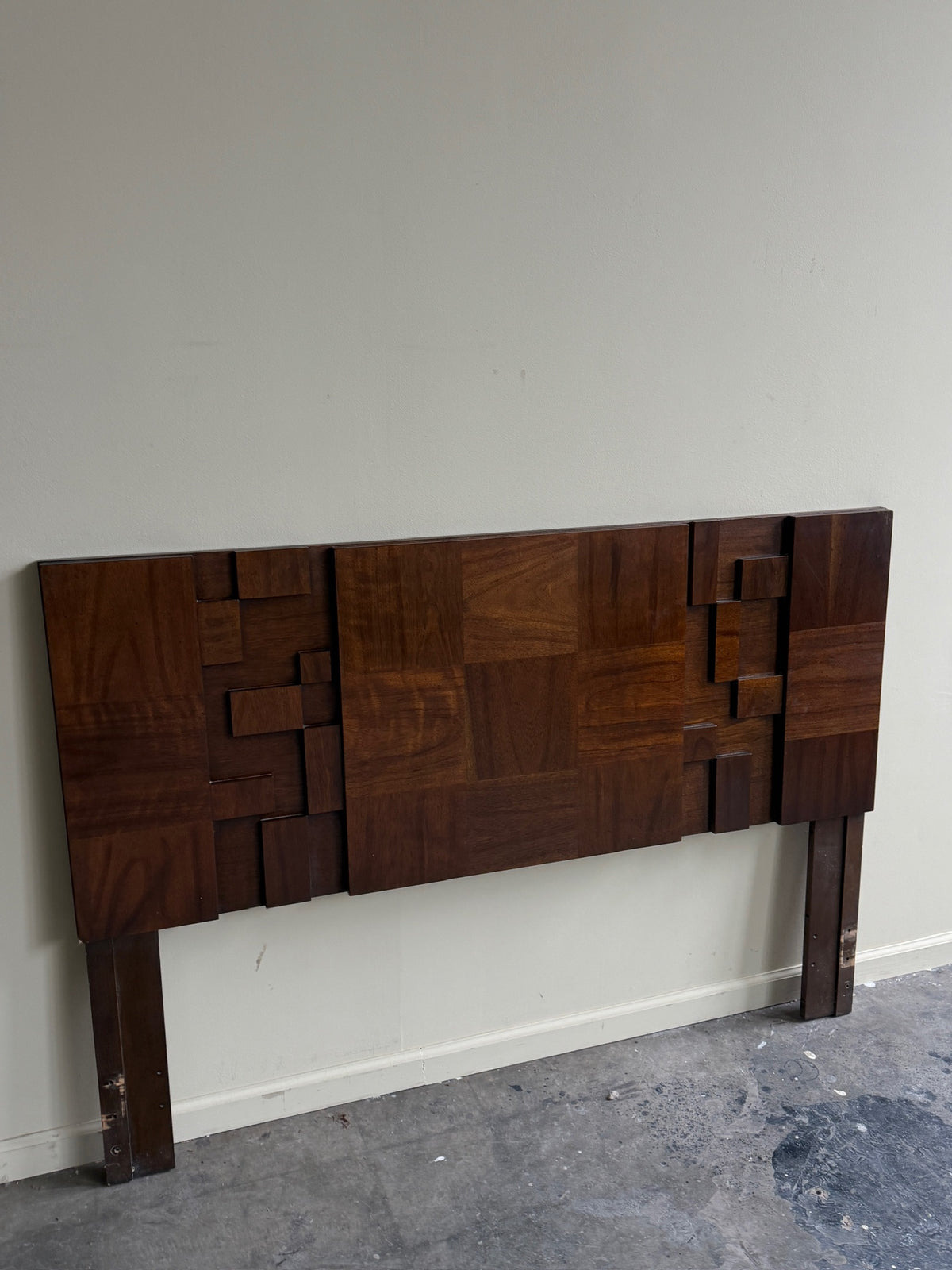 Lane Brutalist walnut queen headboard