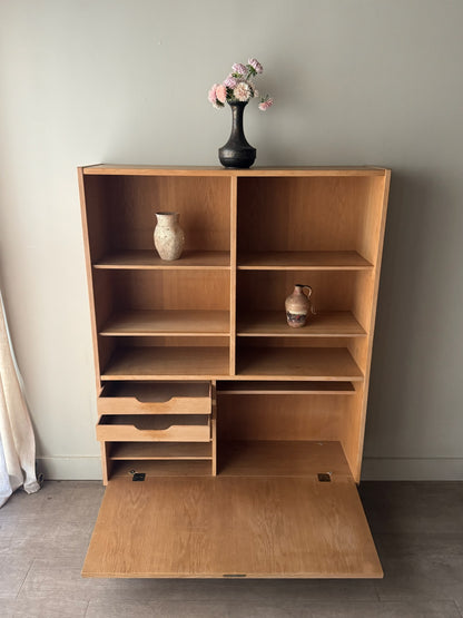 Carlo Jensen for Poul Hundevad Danish oak bookcase cabinet