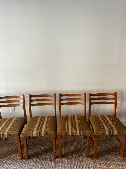 White oak and wool dining chairs. Sold in pairs.