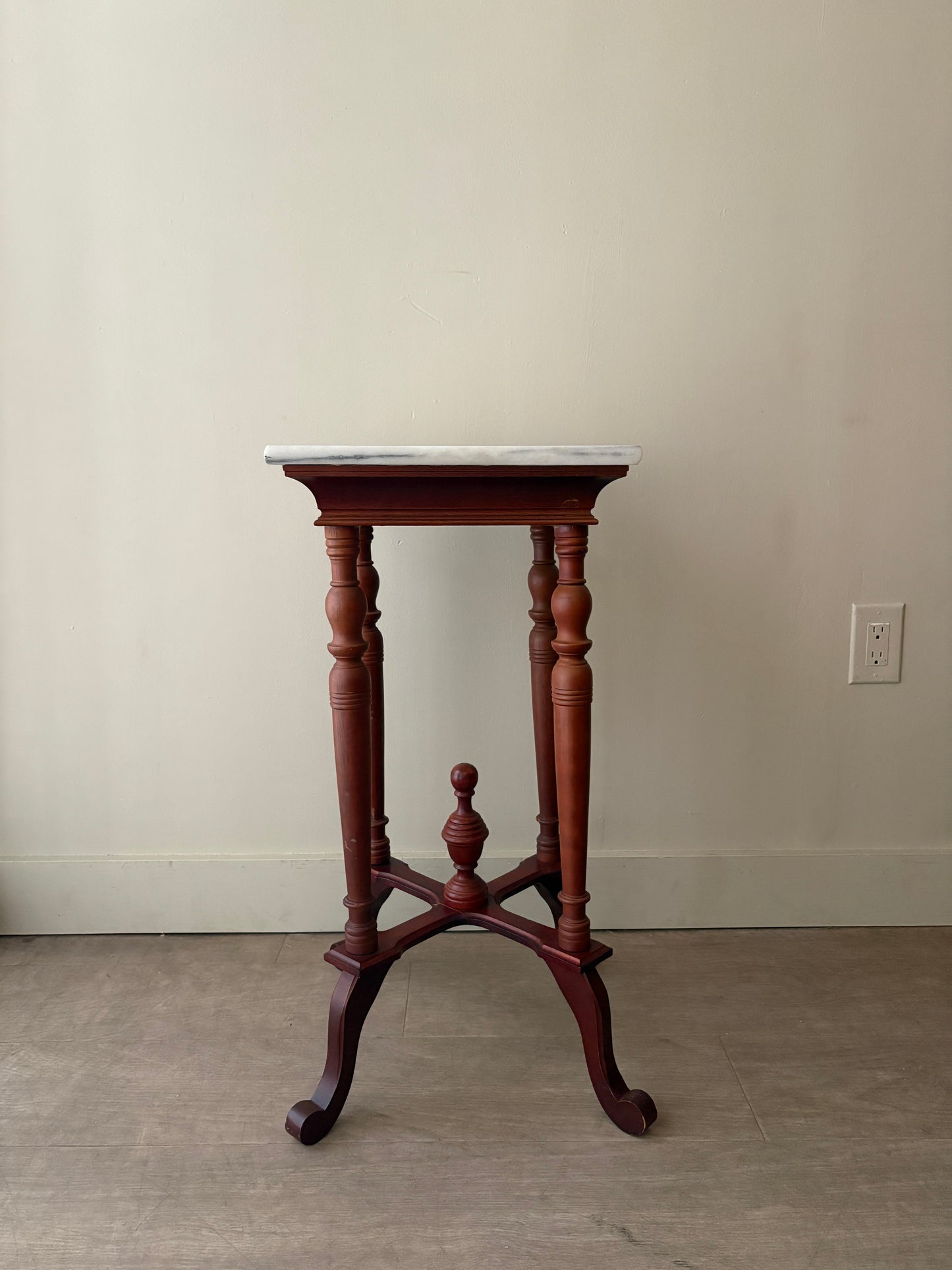 Marble top mahogany side table