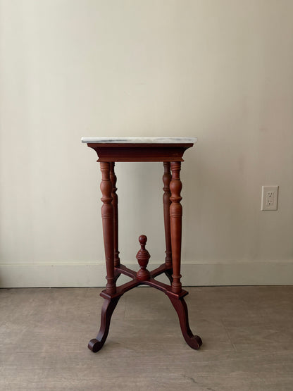 Marble top mahogany side table