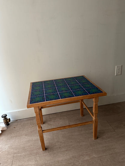Danish oak and ceramic tile side table