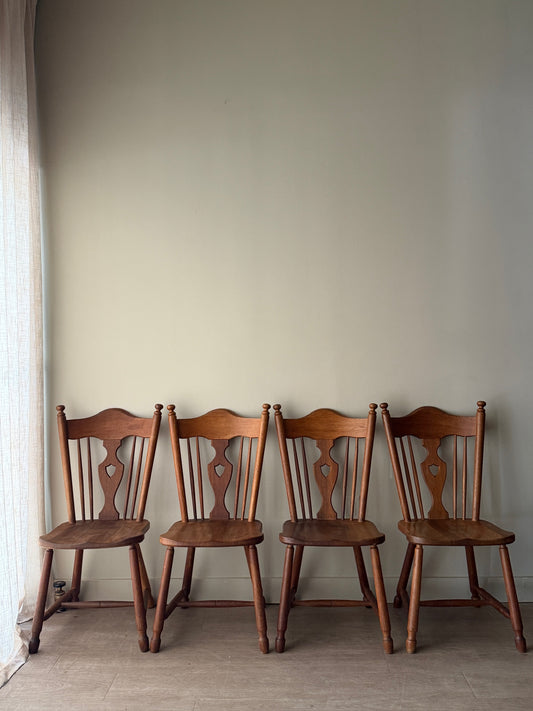 Scandinavian oak dining chairs. Sold as a set of 4.