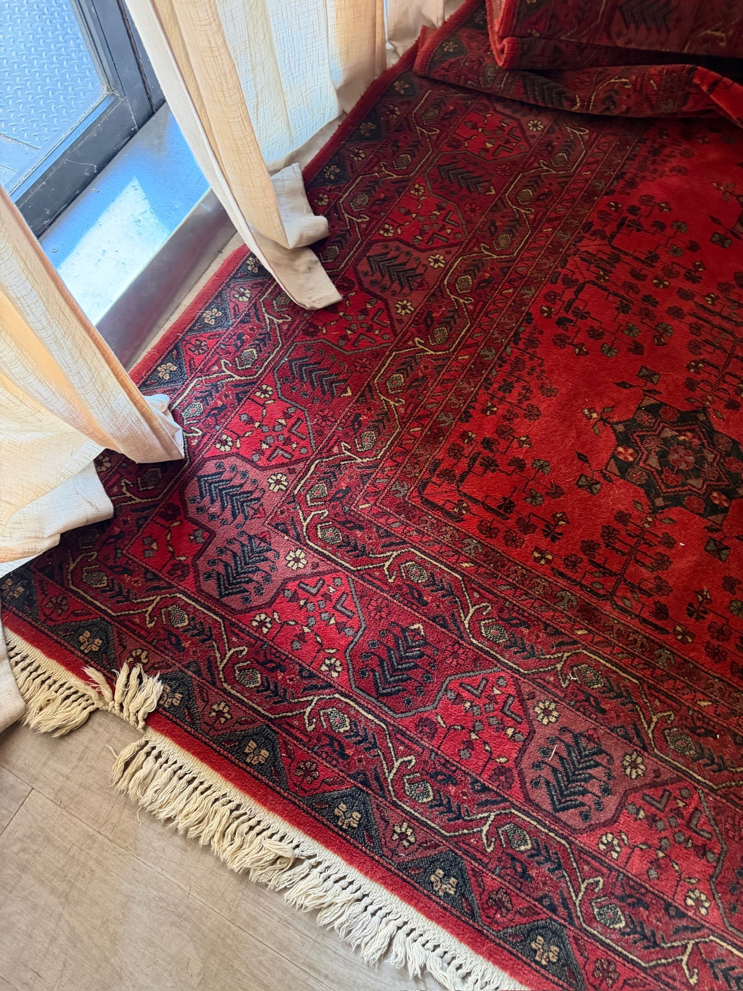 Red Afghan Ersari wool rug