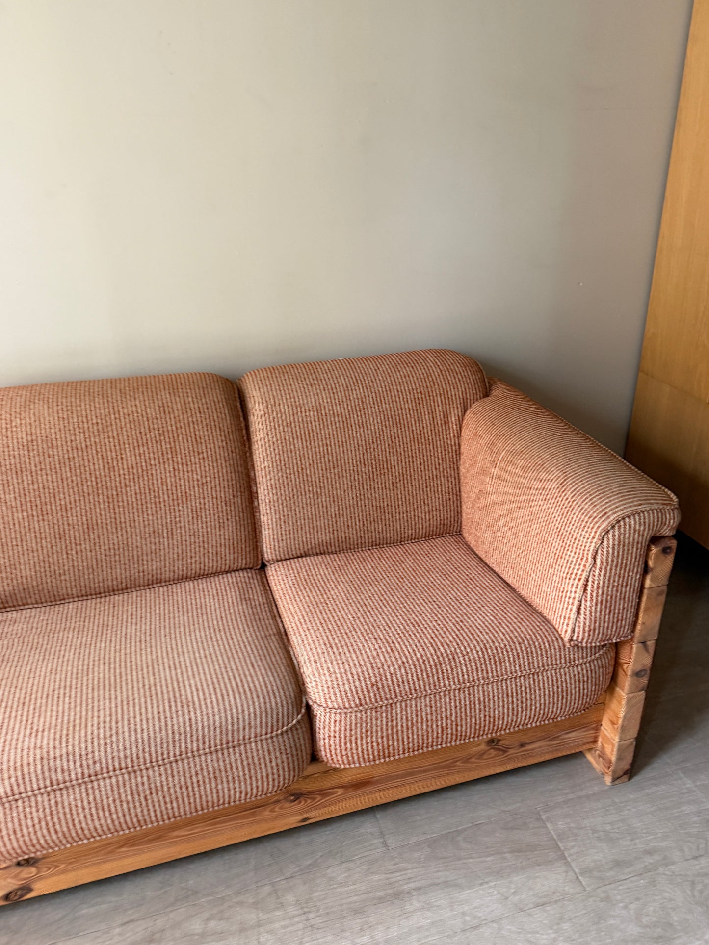 Hans Frydedal pine sofa in striped upholstery